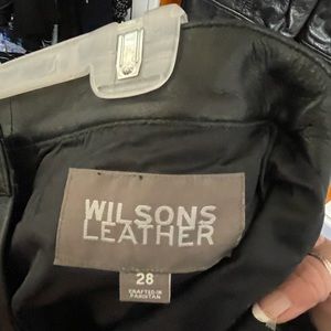 Women’s black leather pants